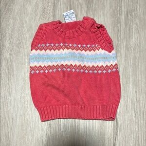 Red and White Patterned Vest for Cool Weather